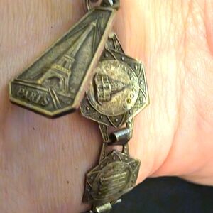 Vintage Antique Silver Paris Souvenir Bracelet 6-7"
